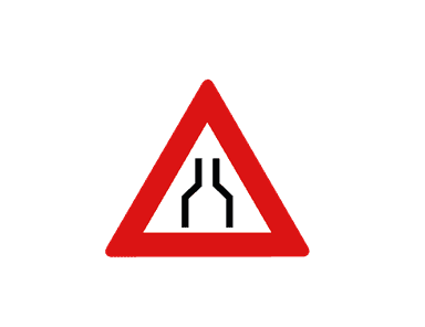 Waarschuwing rijbaanversmalling